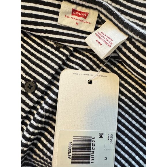 Levi Striped Button Up Slim Fit Size Medium Top NWT $35 V Neck Stretch Cropped - Picture 5 of 6